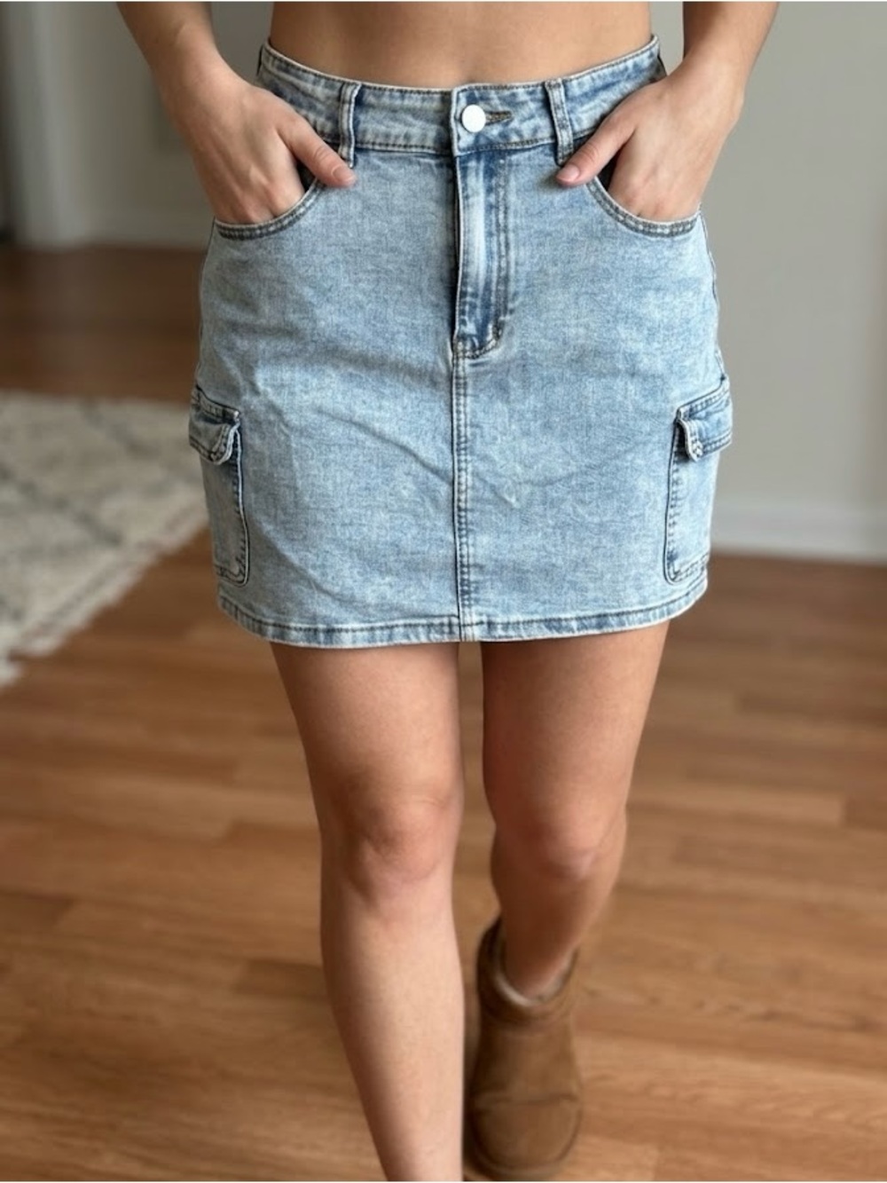 Light Blue Denim Cargo Mini Skirt 🔥2 for $13🔥